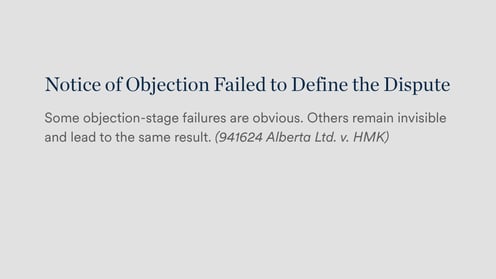 Notice of Objection Failed to Define the Dispute