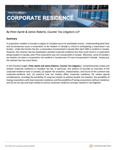 Corporate Residency TR Practical Insight