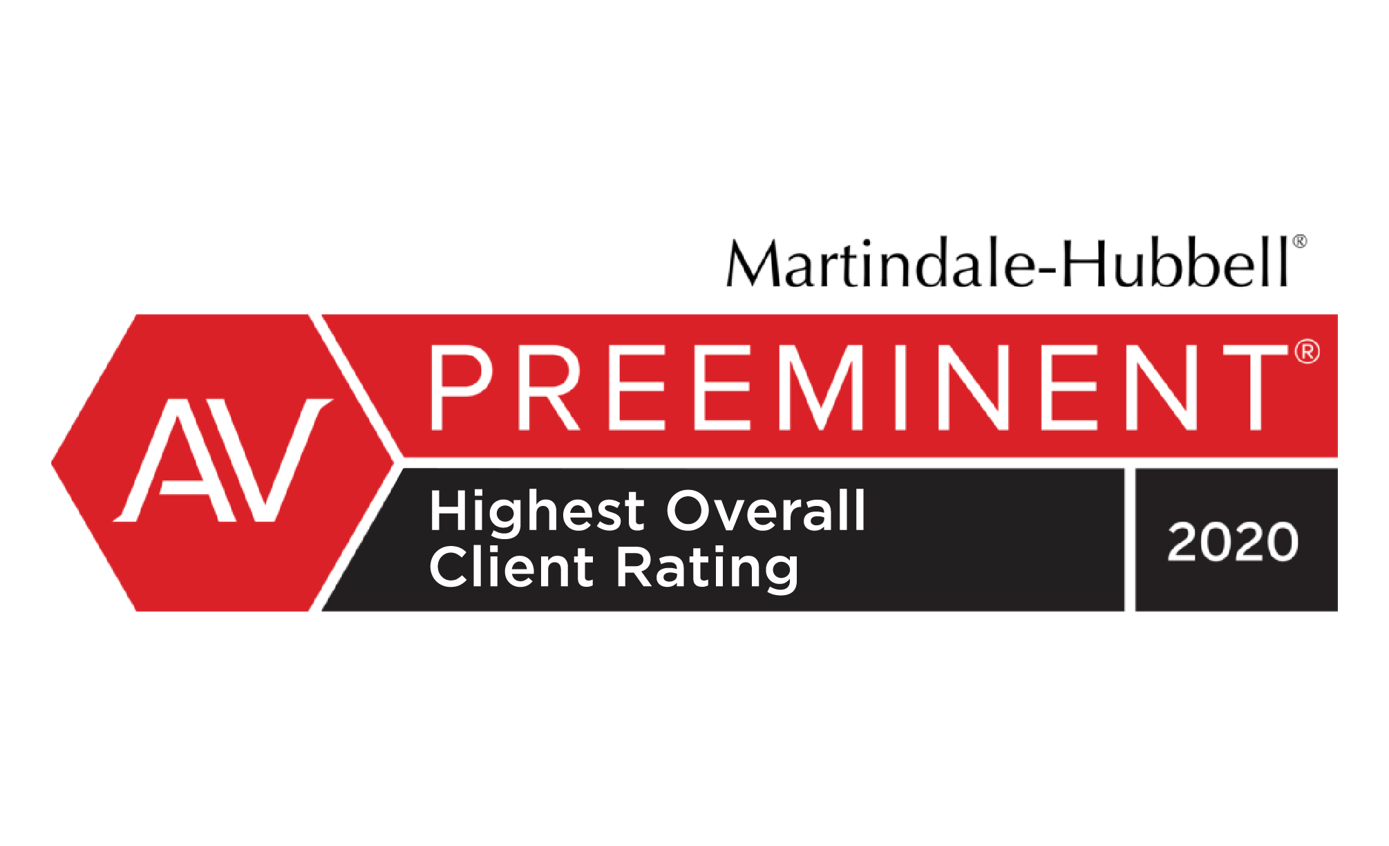 Martindale-Hubbell AV Preeminent badge for Counter Tax Litigators, awarded for highest overall client rating.