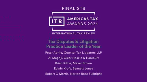 Peter Aprile from Counter Tax Litigators LLP Named Tax Disputes & Litigation Practice Leader of the Year