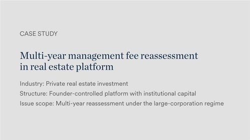 Multi-year management fee reassessment in real estate platform
