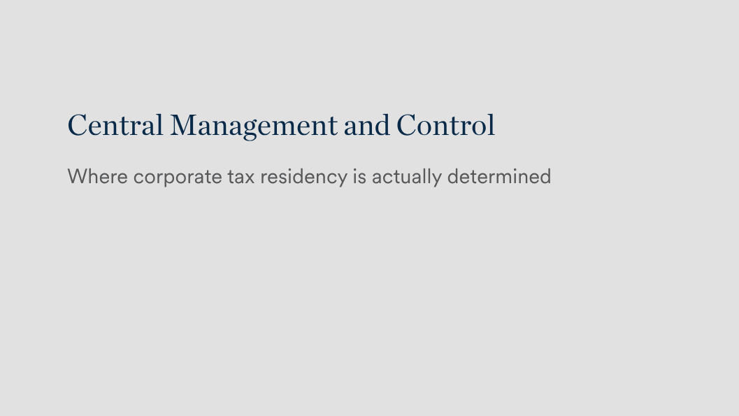 Central Management and Control