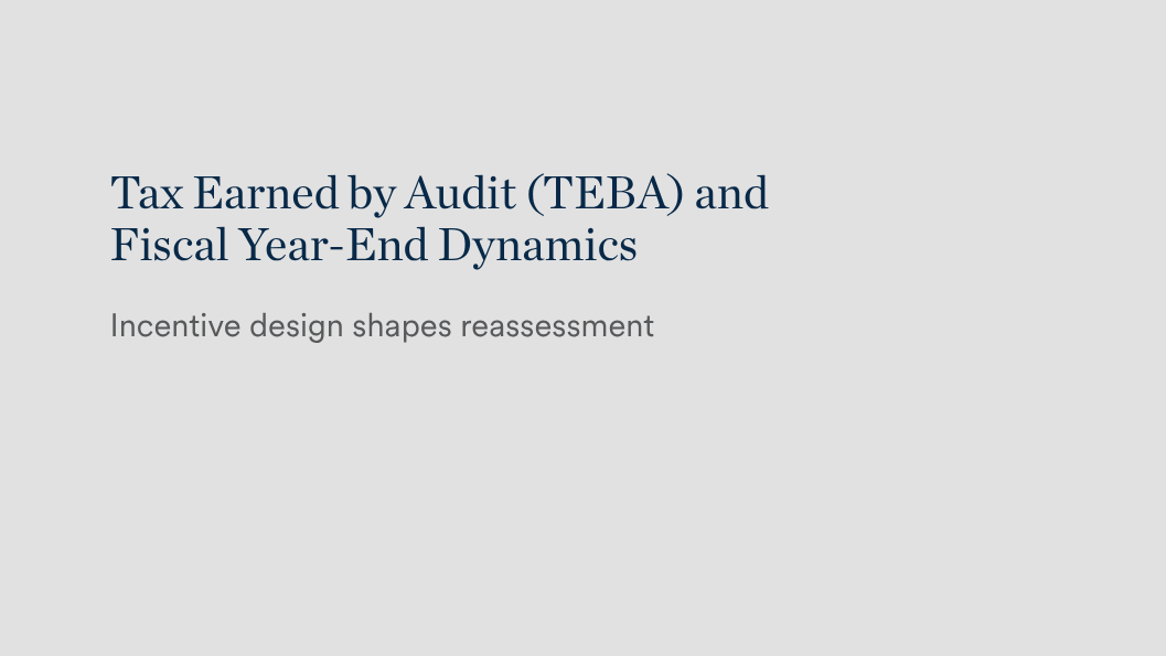 Tax Earned by Audit (TEBA) and Fiscal Year-End Dynamics