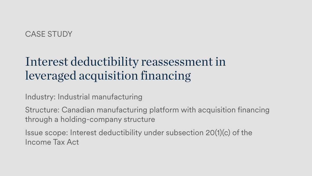 Interest deductibility reassessment in leveraged acquisition financing